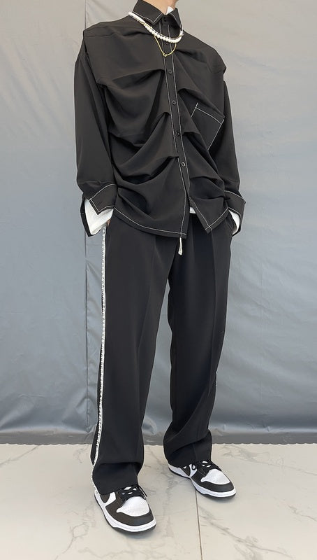 Irregular Twisted Shirt Drape Long-sleeved Shirt