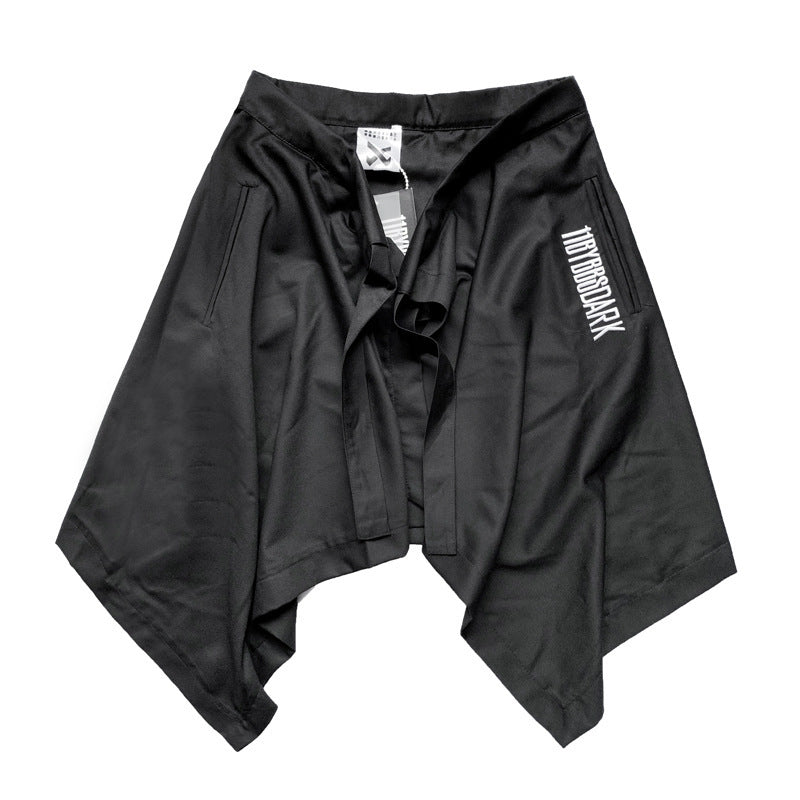 Irregular Waist Skirt With Multi-layered Waist Decoration For Men And Women - Black / One size