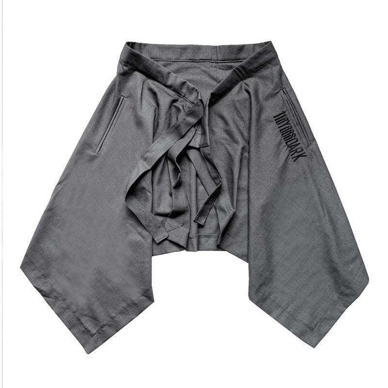 Irregular Waist Skirt With Multi-layered Waist Decoration For Men And Women - Grey / One size