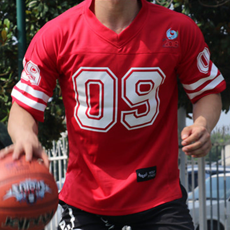 Sports T-shirt Men’s Round Neck Loose Mesh Printing Quick-drying Clothes