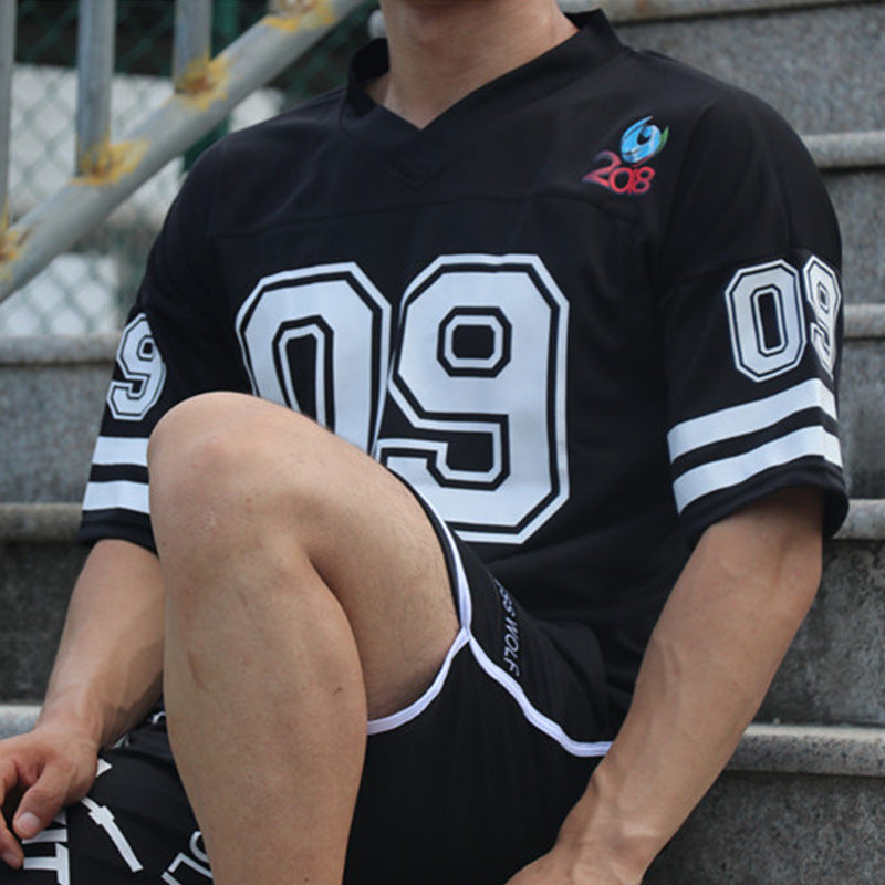 Sports T-shirt Men’s Round Neck Loose Mesh Printing Quick-drying Clothes