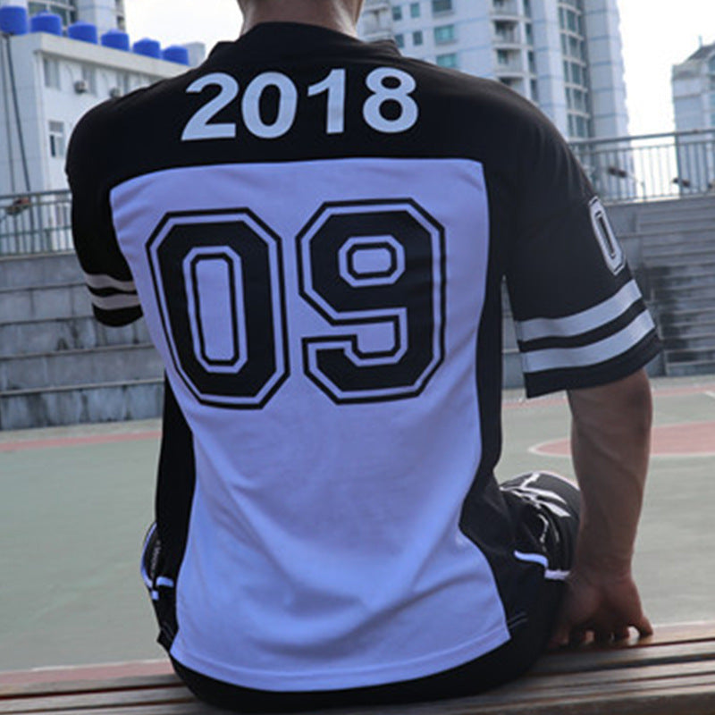 Sports T-shirt Men’s Round Neck Loose Mesh Printing Quick-drying Clothes