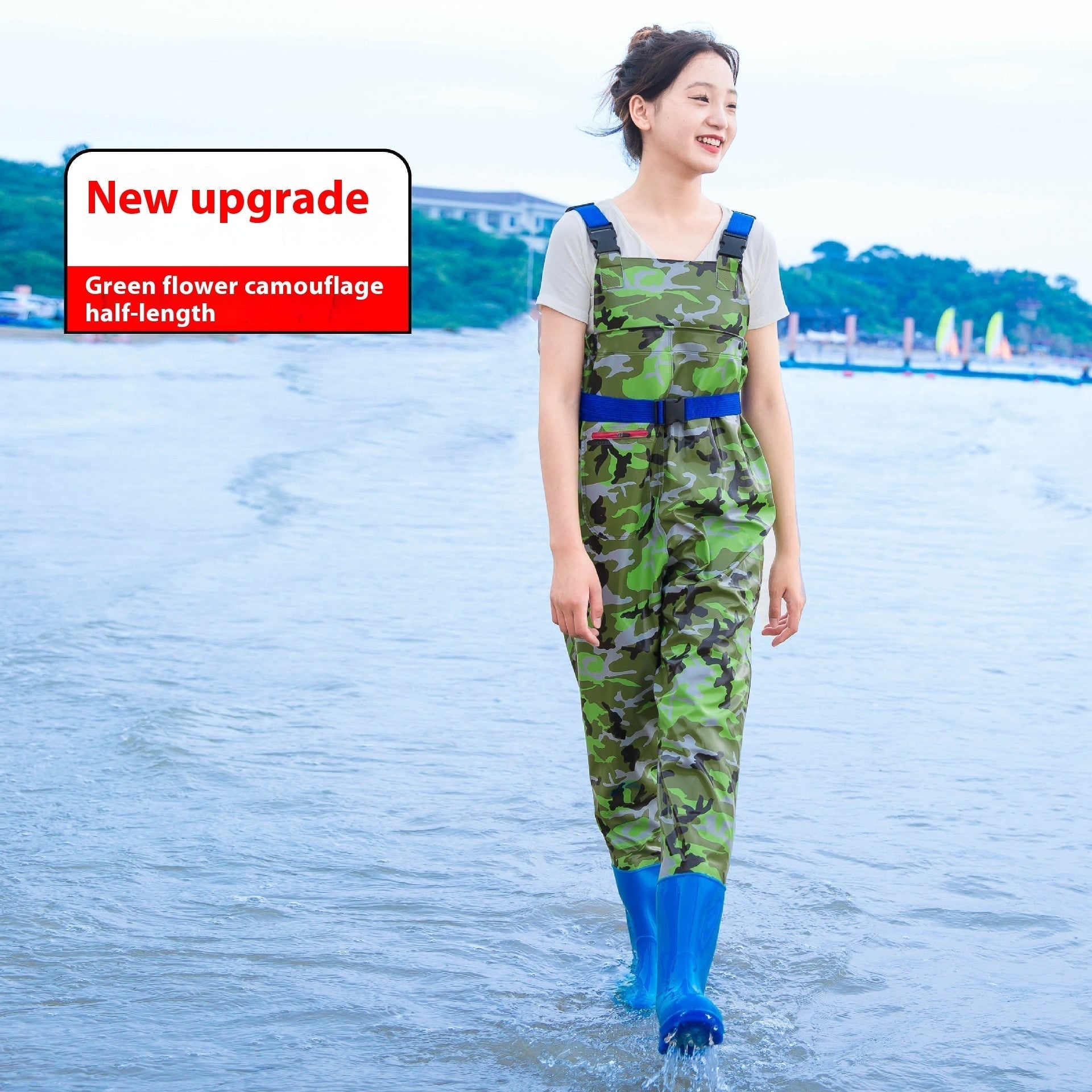 Women’s Thick Waterproof One-piece Half Body Rain Pants - Camouflage Half body / 36