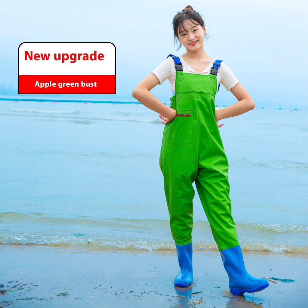 Women’s Thick Waterproof One-piece Half Body Rain Pants - Apple Green Half Body / 36