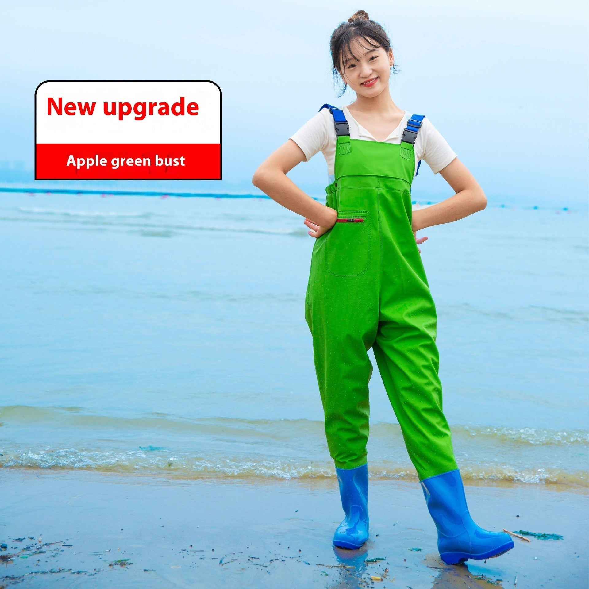 Women’s Thick Waterproof One-piece Half Body Rain Pants - Apple Green Half Body / 36