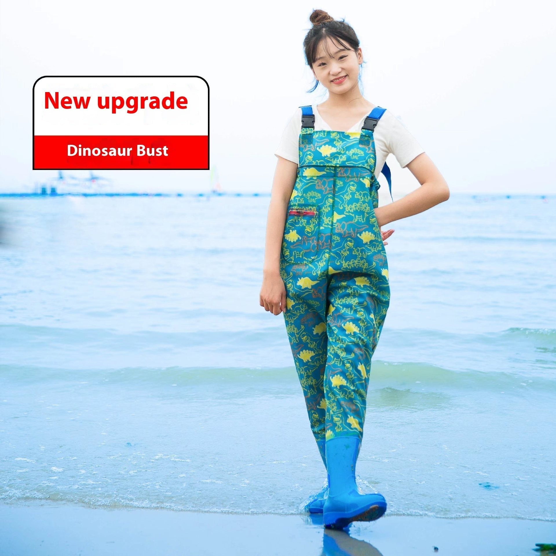 Women’s Thick Waterproof One-piece Half Body Rain Pants - Dinosaur Half body / 36