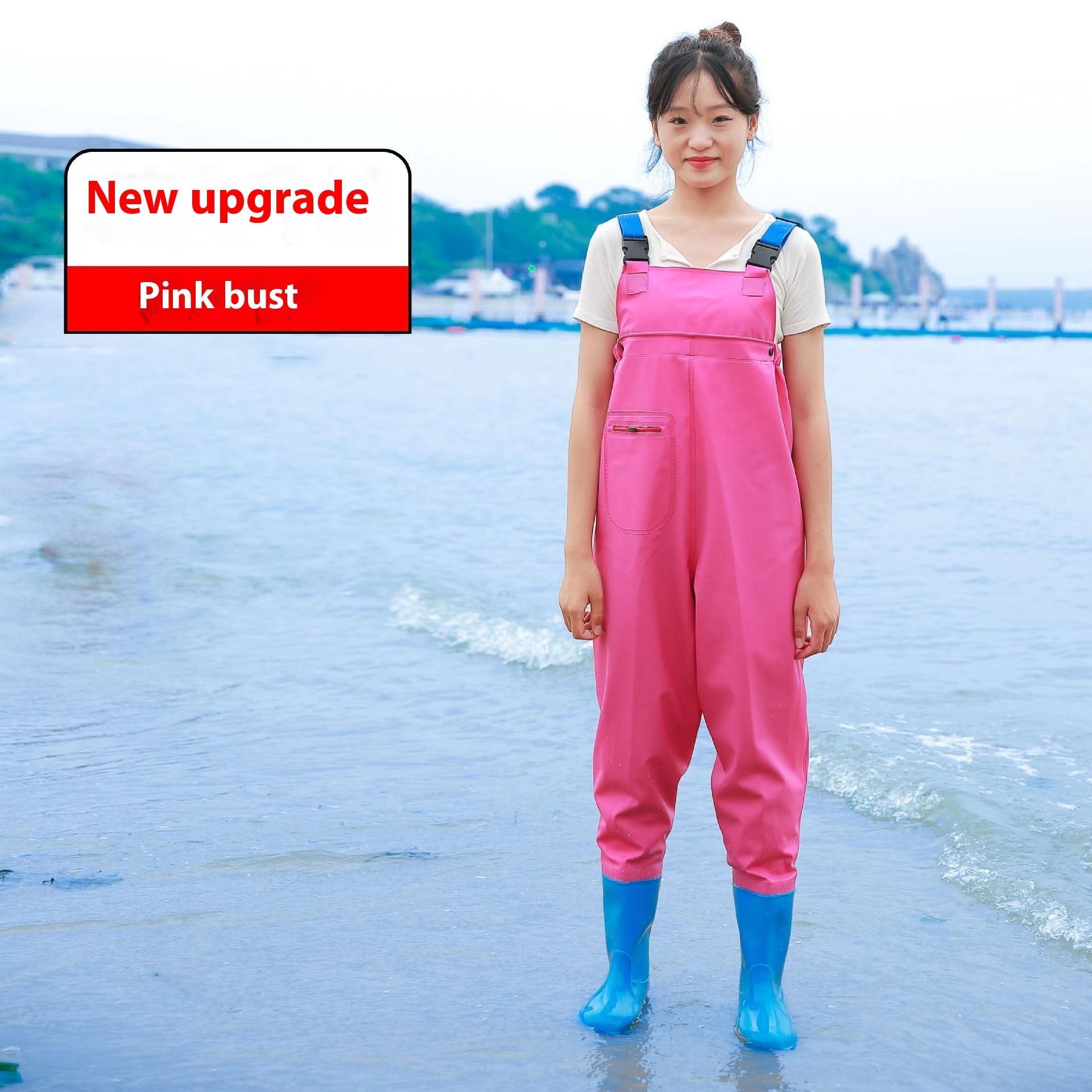 Women’s Thick Waterproof One-piece Half Body Rain Pants - Pink Half body / 36