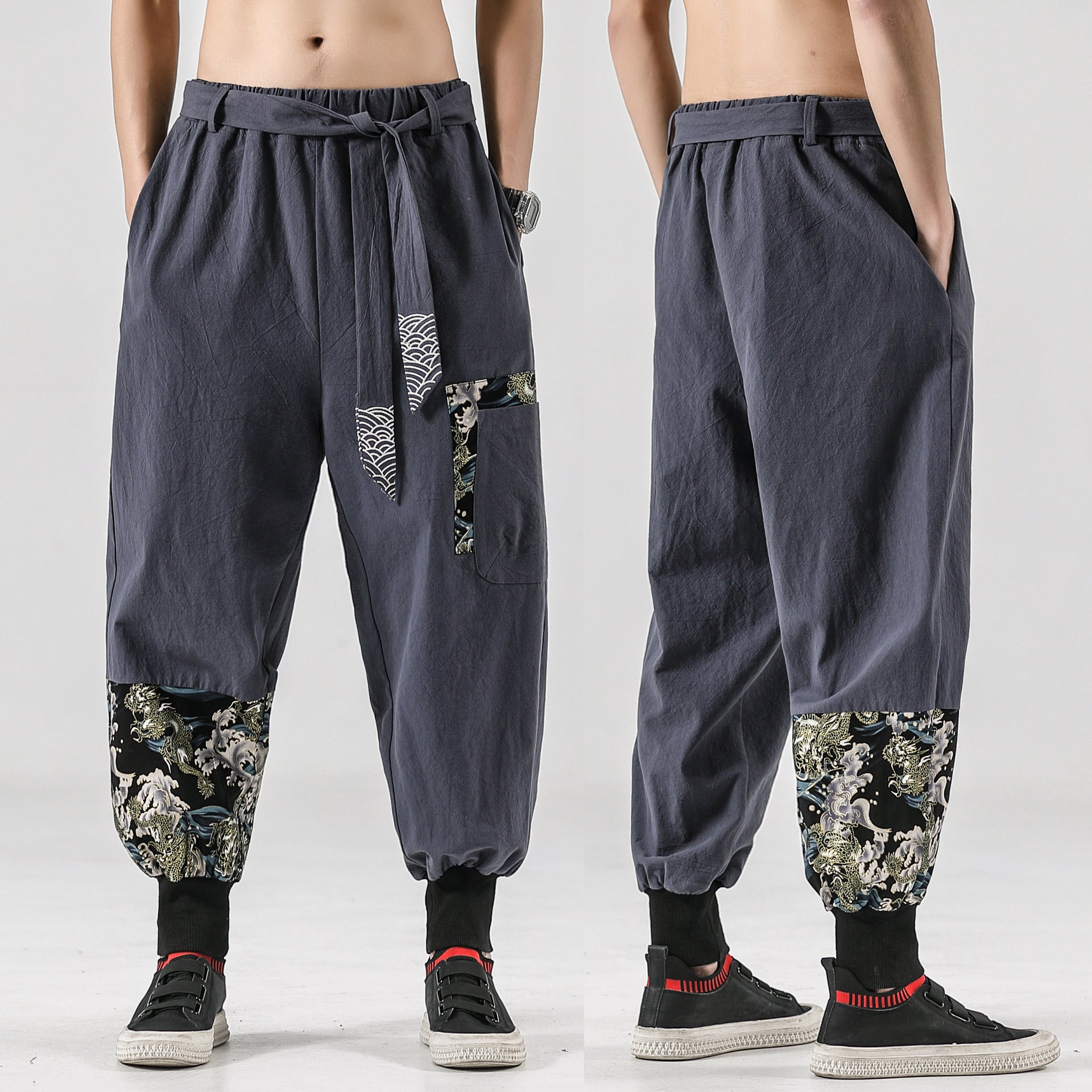 National Style 200 Jin Linen Legged Knickerbockers Men’S China Fashion Tang Casual Pants Loose Large Cotton