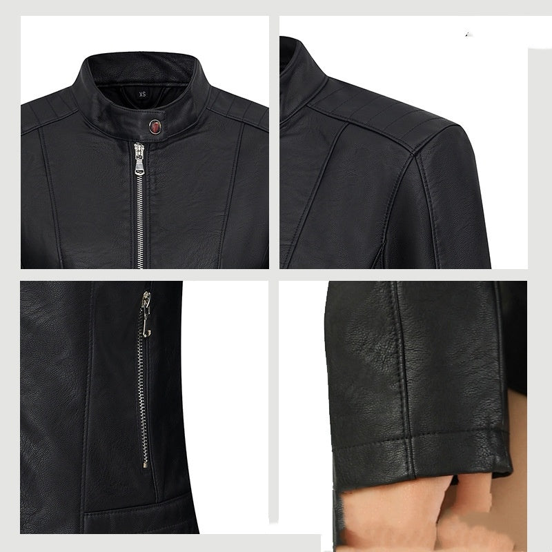 Women’s Leather Jacket Locomotive Style Leather Coat Leather Jacket