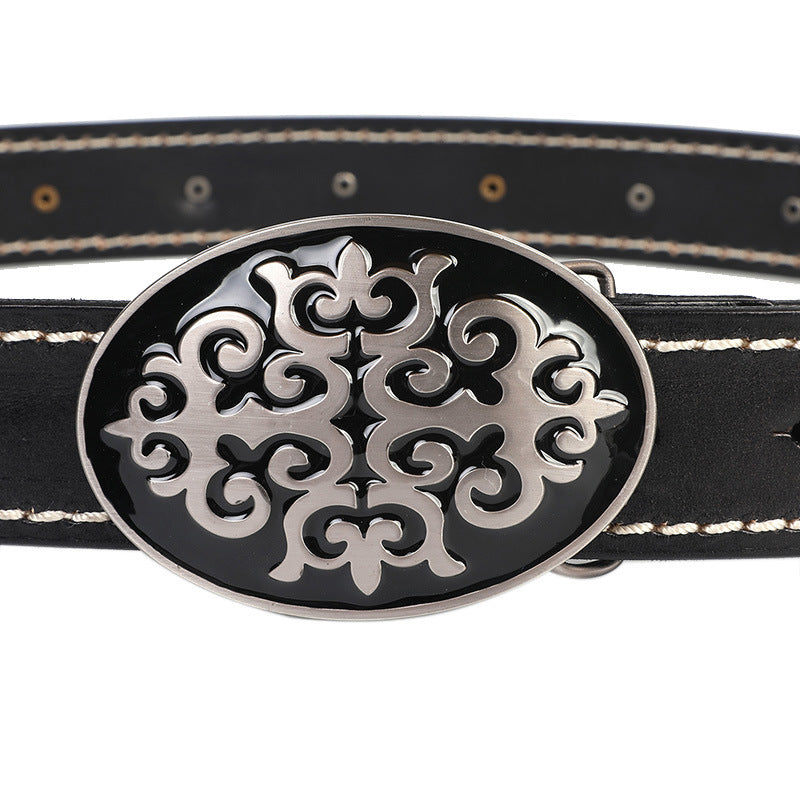 Leather Belt With Smooth Buckle For Men’s Belt