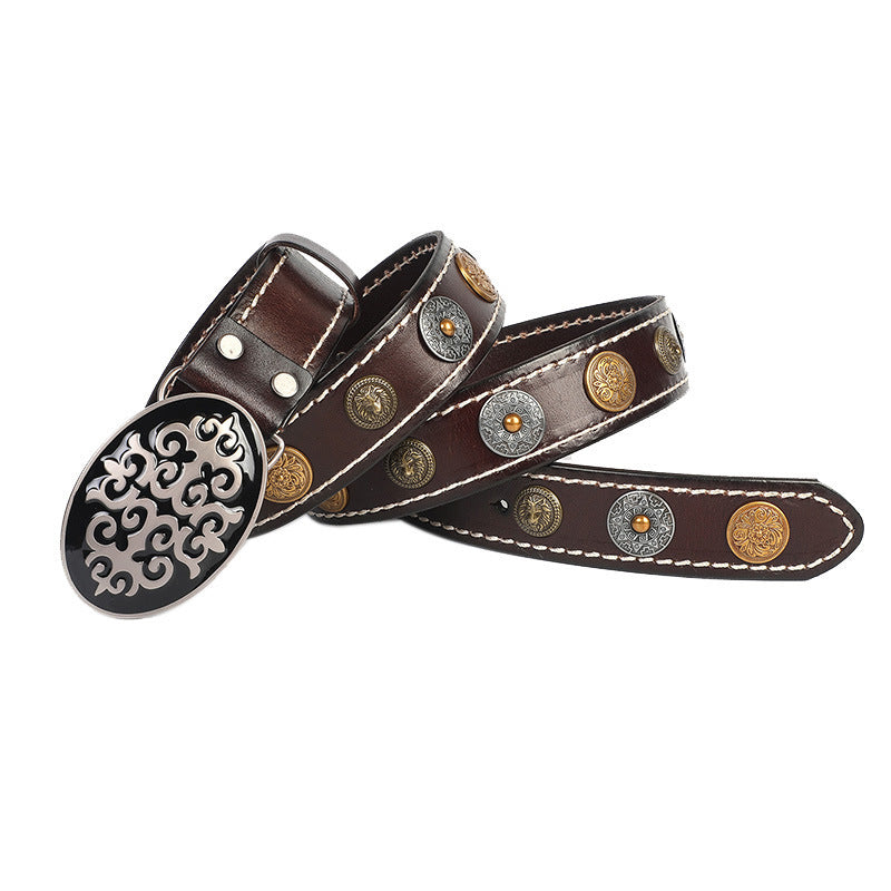 Leather Belt With Smooth Buckle For Men’s Belt