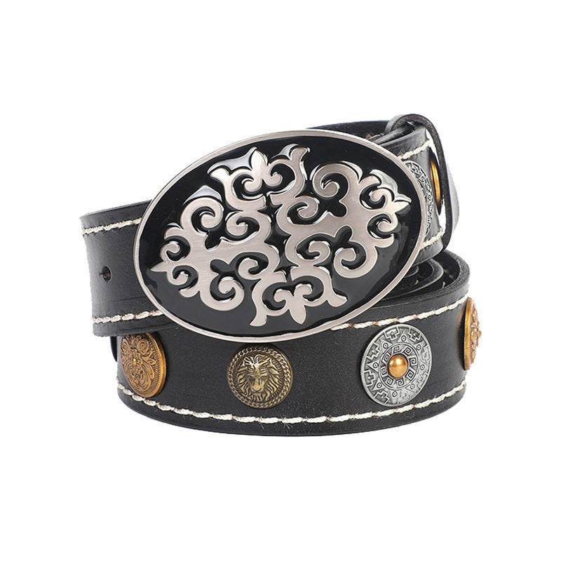 Leather Belt With Smooth Buckle For Men’s Belt