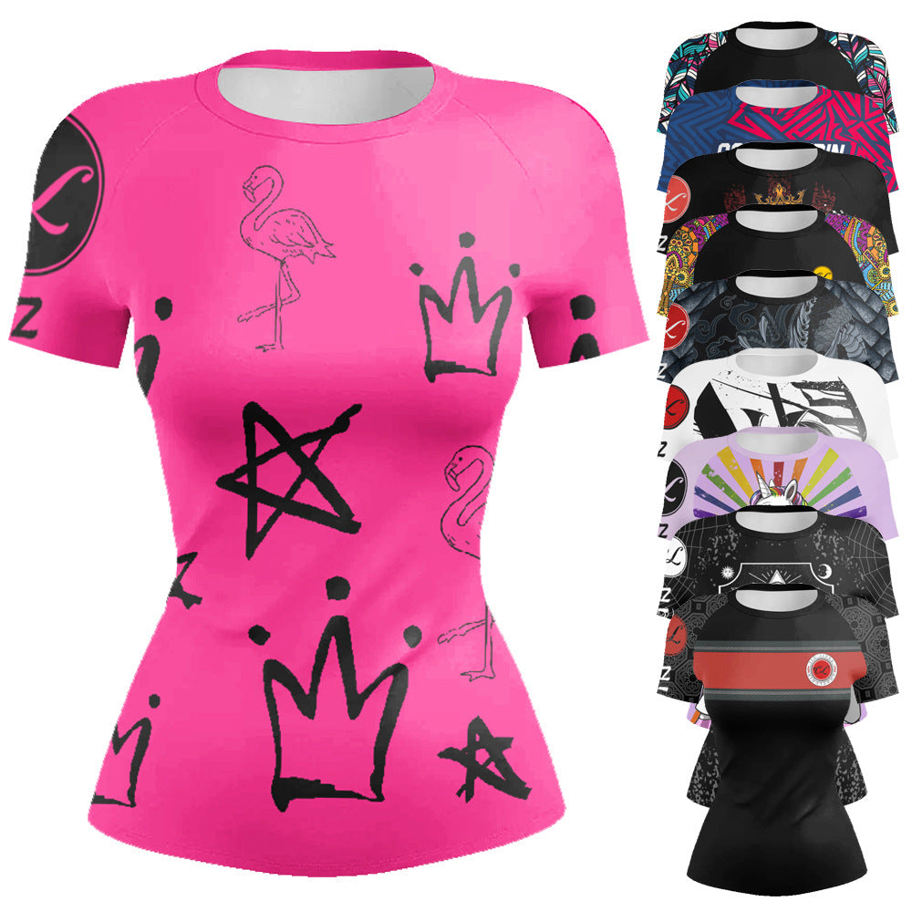Women’s Sports And Leisure Fitness Breathable Round Neck Short Sleeve