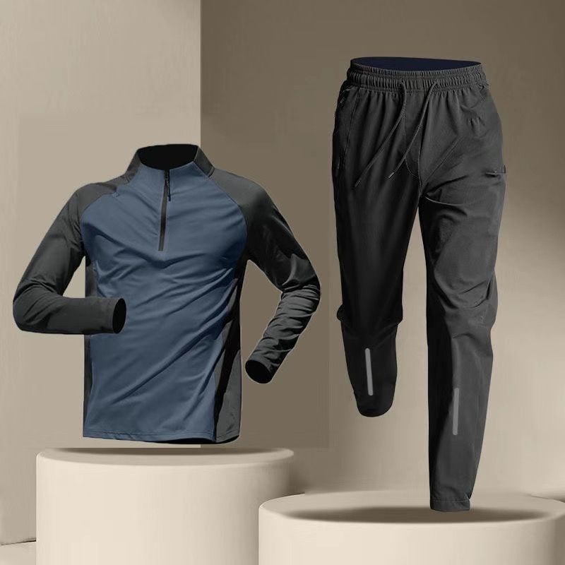 Half Zipper Training Wear Men’s Quick Drying Clothes Long Sleeve Trousers Suit