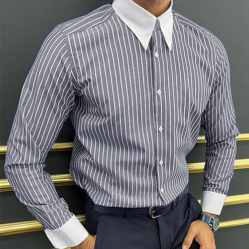 Men’s Long Sleeve Shirt Design Striped Business - G36P657 / S