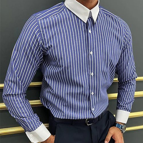 Men’s Long Sleeve Shirt Design Striped Business - G36P659 / S