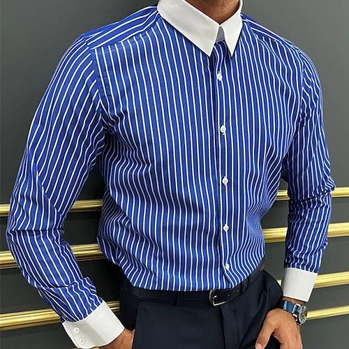 Men’s Long Sleeve Shirt Design Striped Business - G36P660 / S