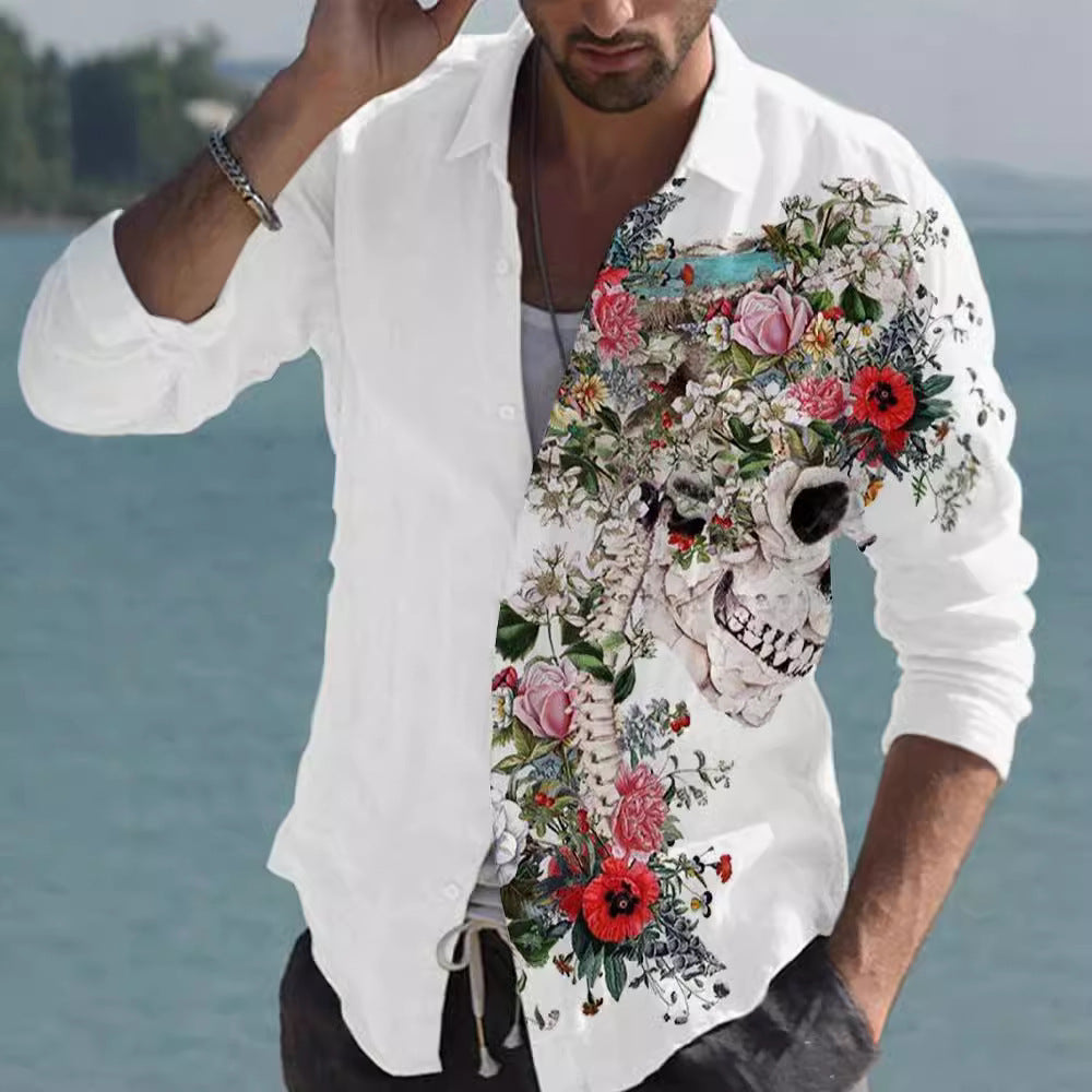 Color Matching Bamboo Linen Printed Men’s Shirt
