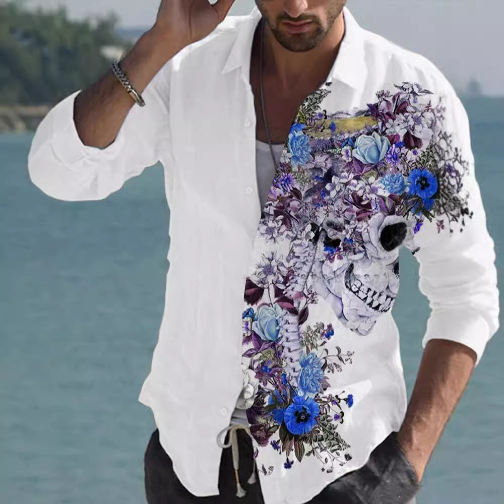 Color Matching Bamboo Linen Printed Men’s Shirt