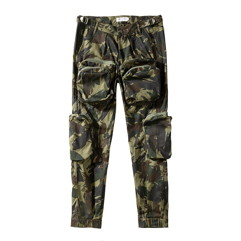 Multi-pocket camouflage straight pants - Camouflage / L