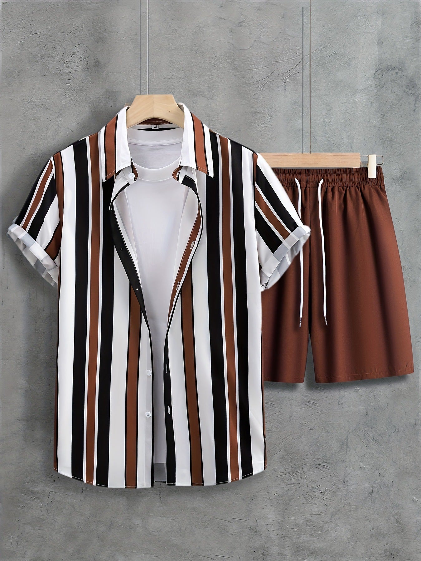Fashion Trend Animal Pattern Casual Short Sleeve Shirt Shorts Suit - MB1MA04RQ250226T017 / S