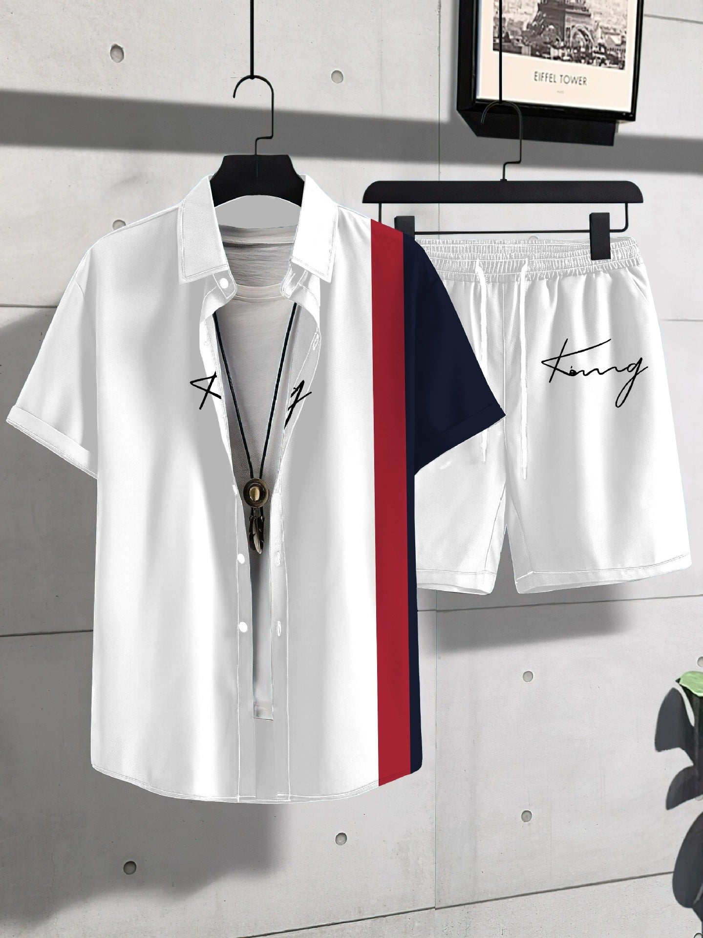 Fashion Trend Animal Pattern Casual Short Sleeve Shirt Shorts Suit - MB1MA04RQ250226T018 / S