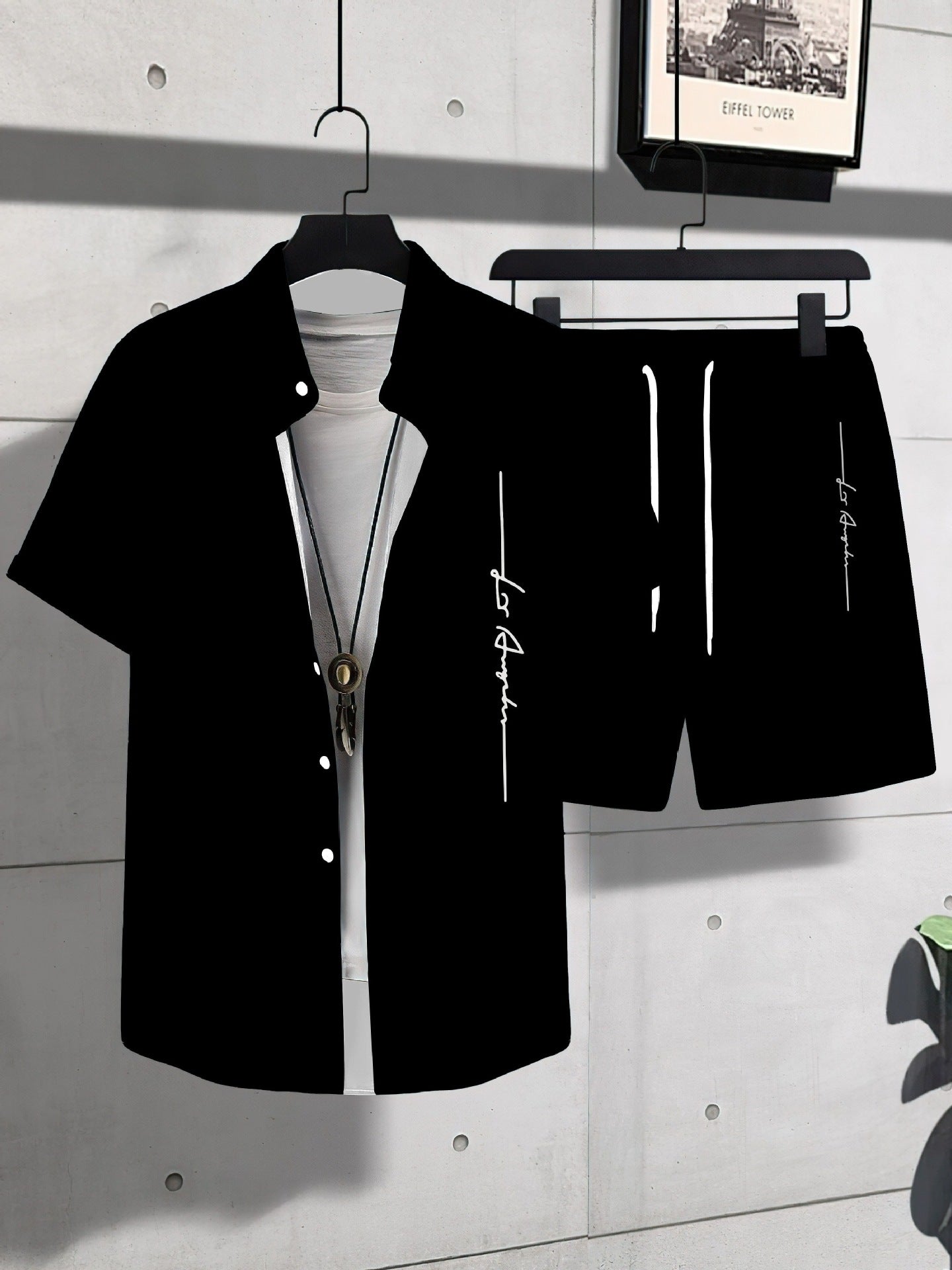 Fashion Trend Animal Pattern Casual Short Sleeve Shirt Shorts Suit - MB1MA04RQ250226T019 / S