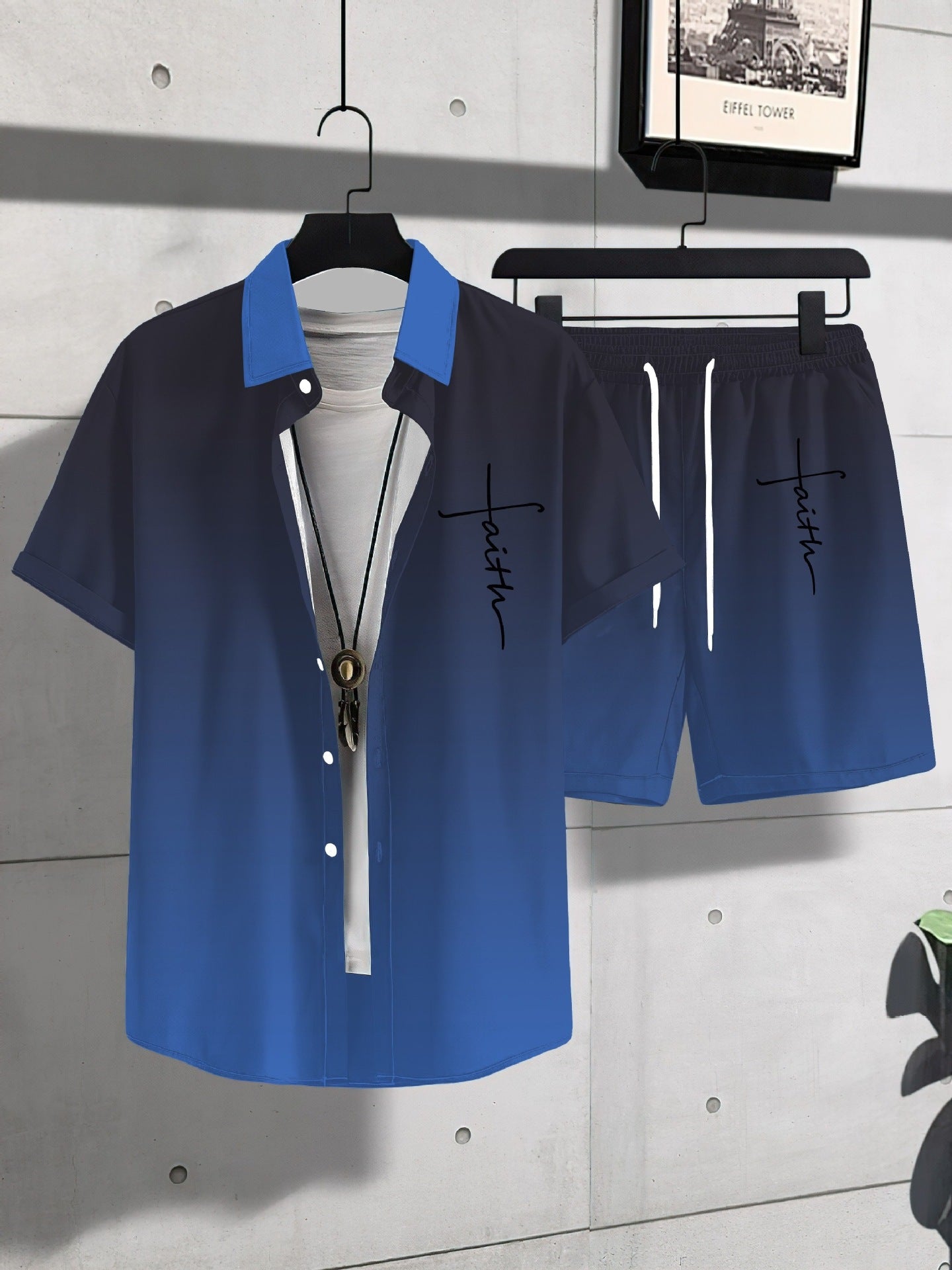 Fashion Trend Animal Pattern Casual Short Sleeve Shirt Shorts Suit - MB1MA04RQ250226T020 / S