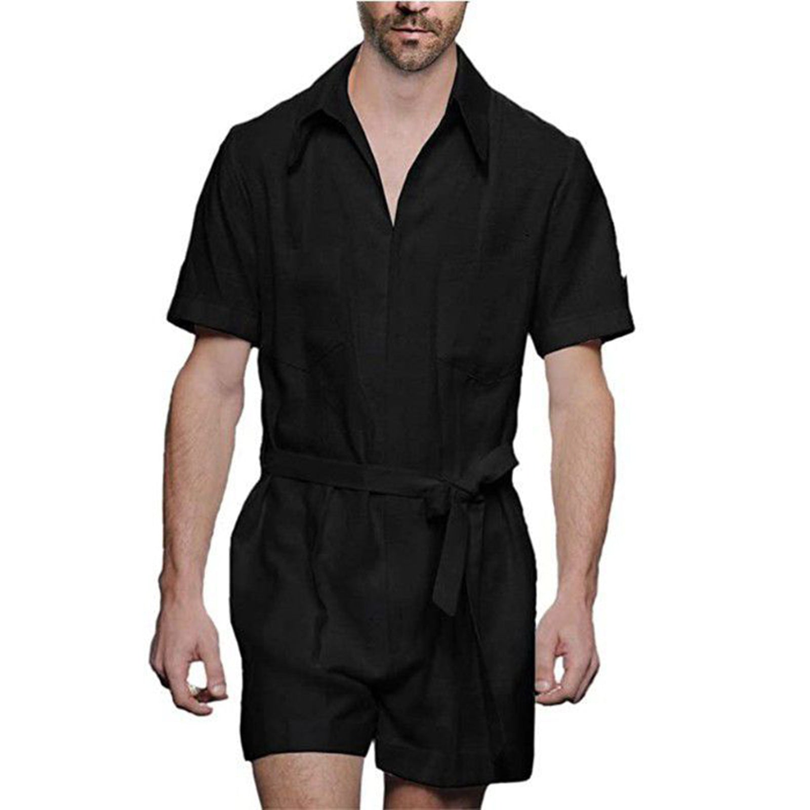 Casual Sports Jumpsuit Suit Men’s Loose Short Sleeve T-shirt Shorts Set Suit