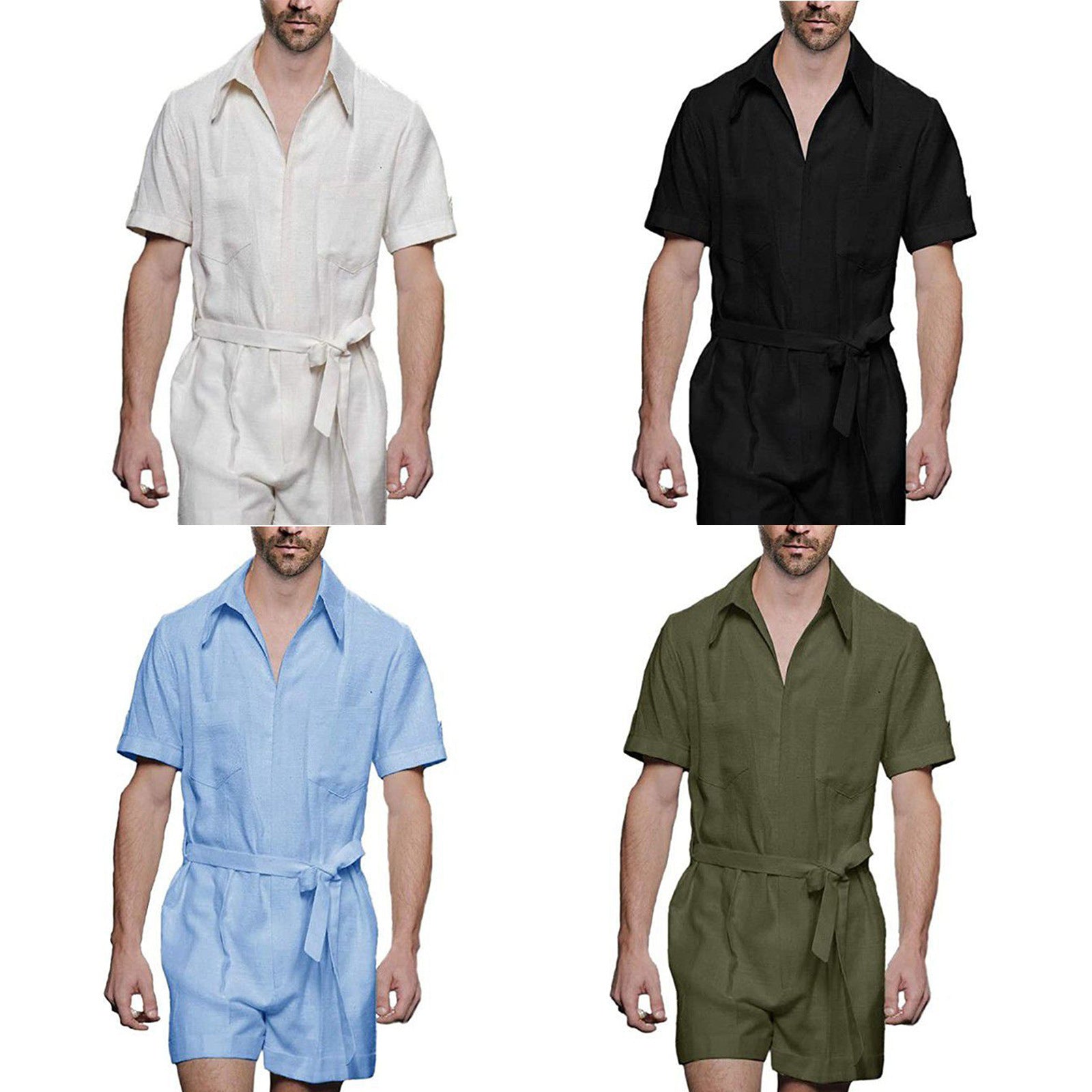 Casual Sports Jumpsuit Suit Men’s Loose Short Sleeve T-shirt Shorts Set Suit