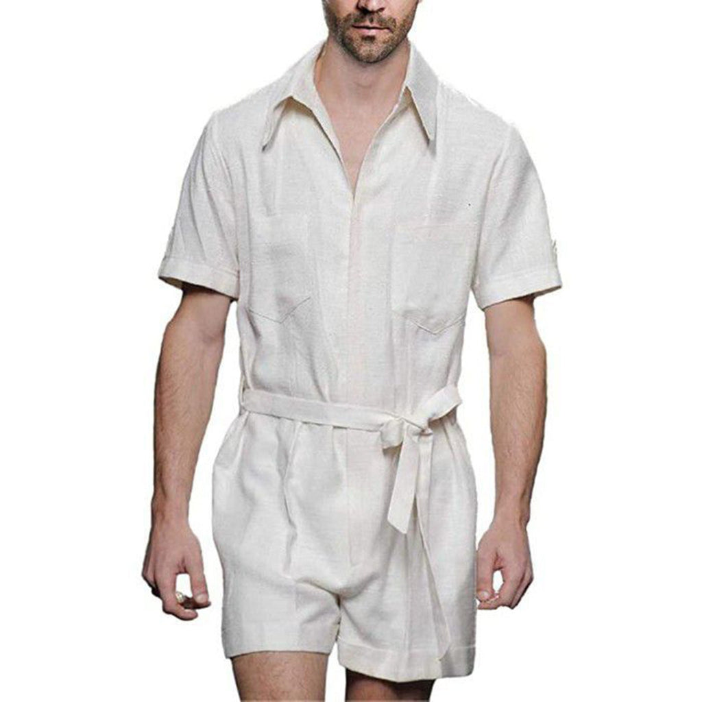 Casual Sports Jumpsuit Suit Men’s Loose Short Sleeve T-shirt Shorts Set Suit