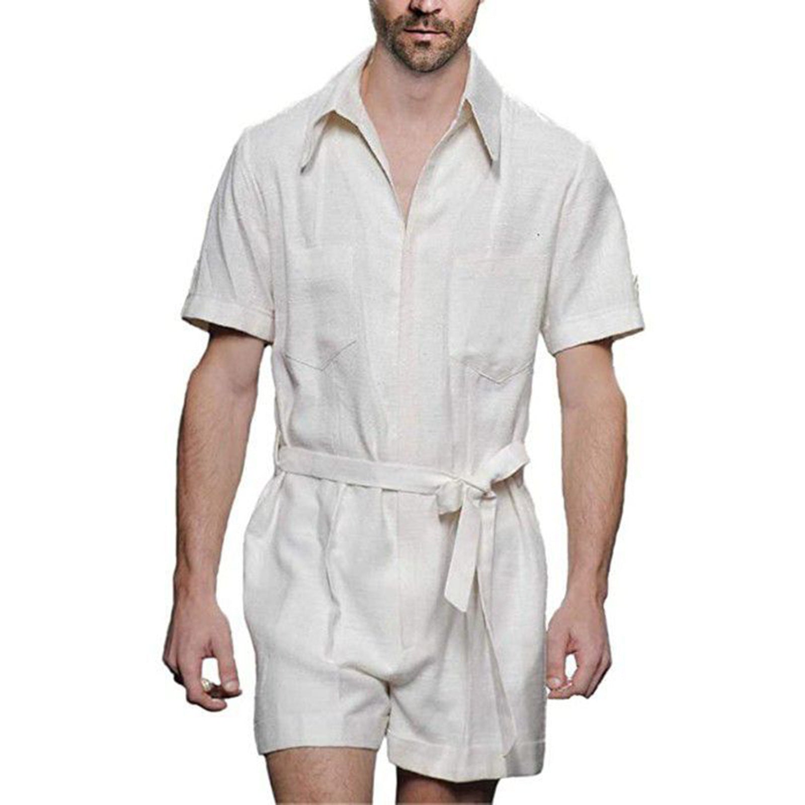 Casual Sports Jumpsuit Suit Men’s Loose Short Sleeve T-shirt Shorts Set Suit