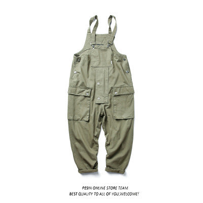Casual Suspenders Pants Men’s Business Shirt Trousers Workwear For Workers Loose Suspenders - Army Green / XS