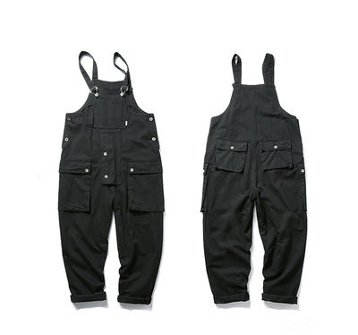 Casual Suspenders Pants Men’s Business Shirt Trousers Workwear For Workers Loose Suspenders - Black / XS