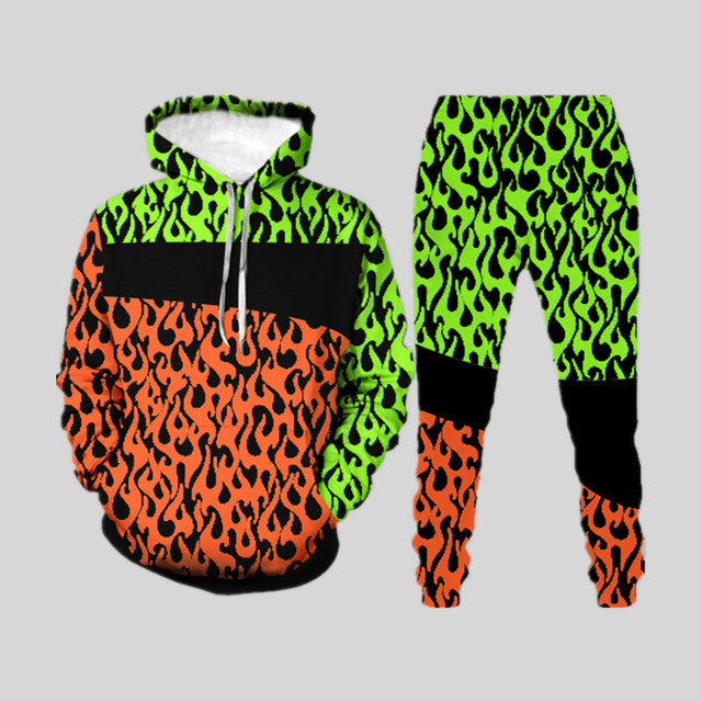 Men’s 3d Digital Printing Loose Pullover Sweater Trousers Suit - 2 Style / S