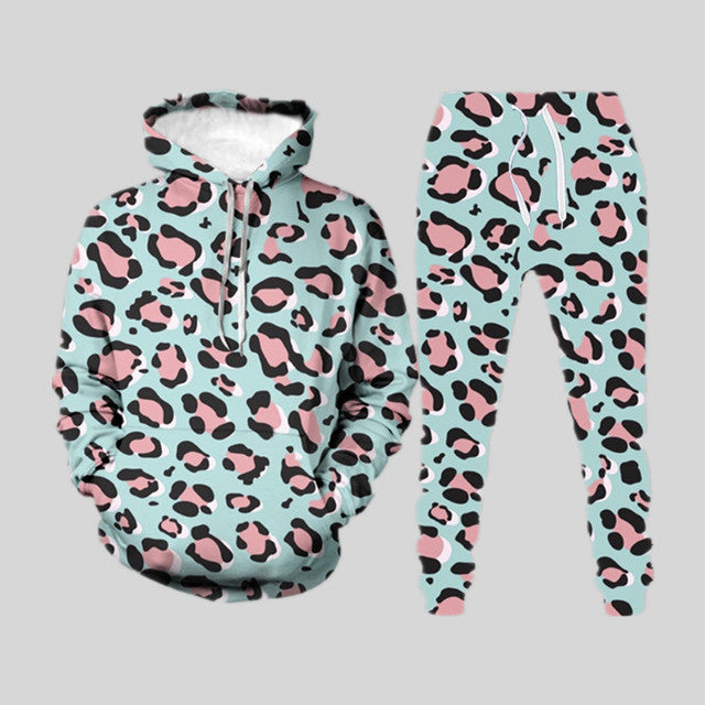 Men’s 3d Digital Printing Loose Pullover Sweater Trousers Suit - 4 Style / S