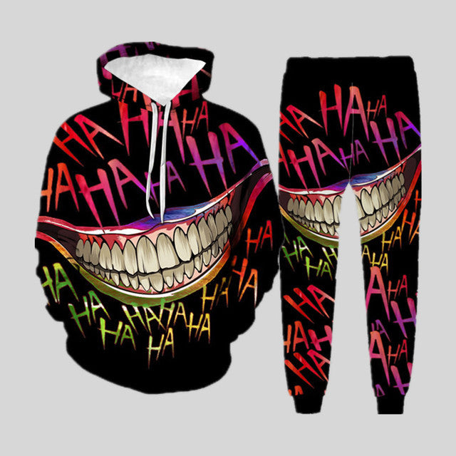 Men’s 3d Digital Printing Loose Pullover Sweater Trousers Suit