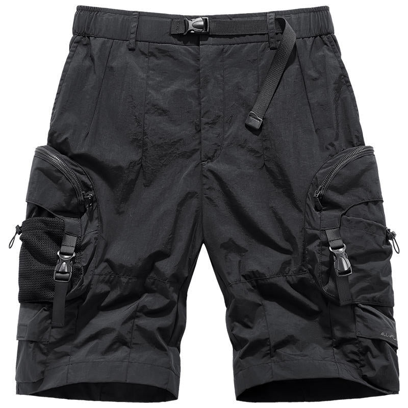 Men’s Fashion Loose Sports Quick-drying Casual Five-point Pants - Black / M