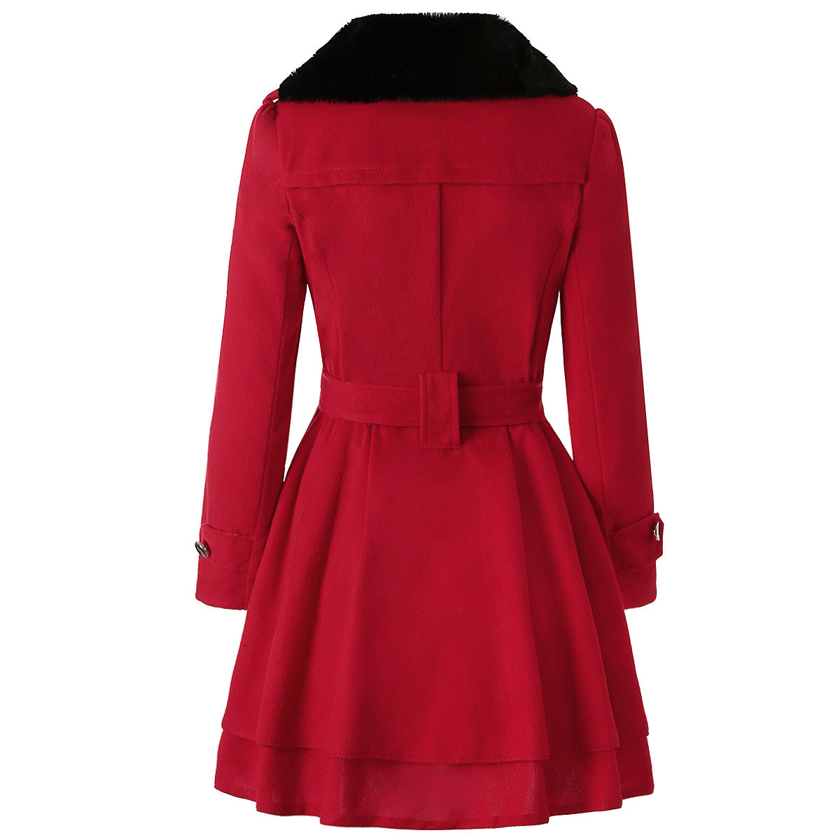 Women’s Clothing Slim-fit Mid-length Woolen Coat Double-breasted Padded Coat