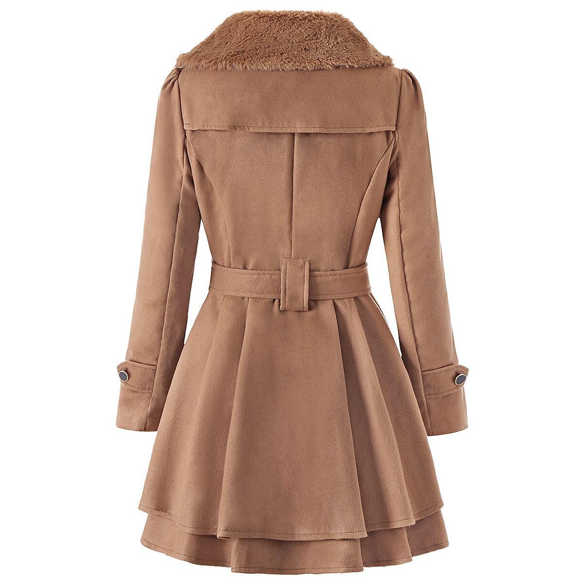 Women’s Clothing Slim-fit Mid-length Woolen Coat Double-breasted Padded Coat