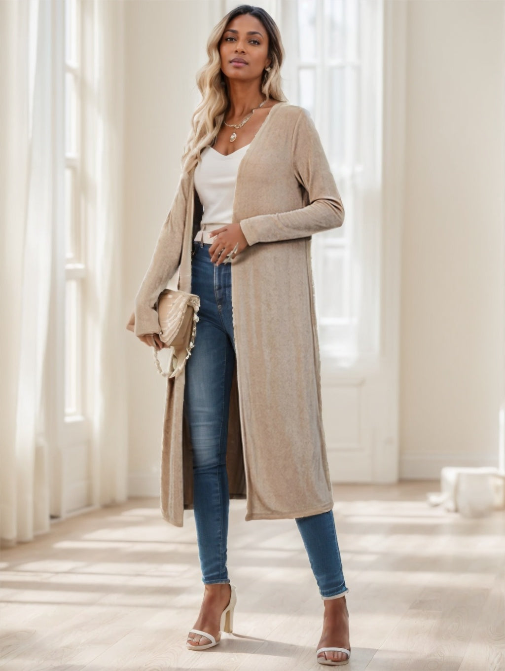 Women’s Longline Knitted Cardigan Jacket - 4