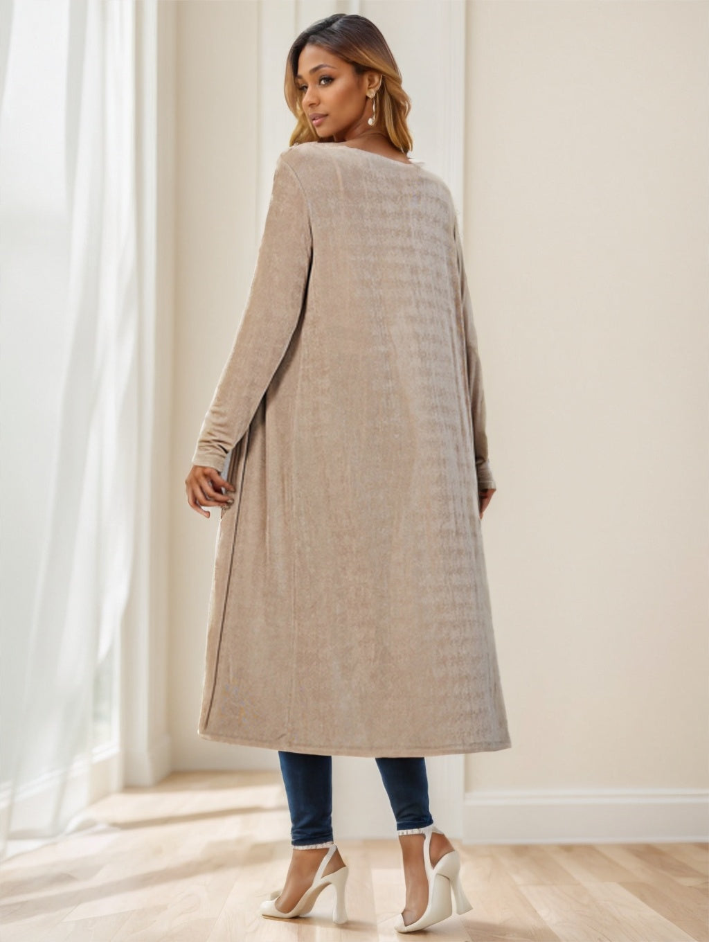 Women’s Longline Knitted Cardigan Jacket - 4