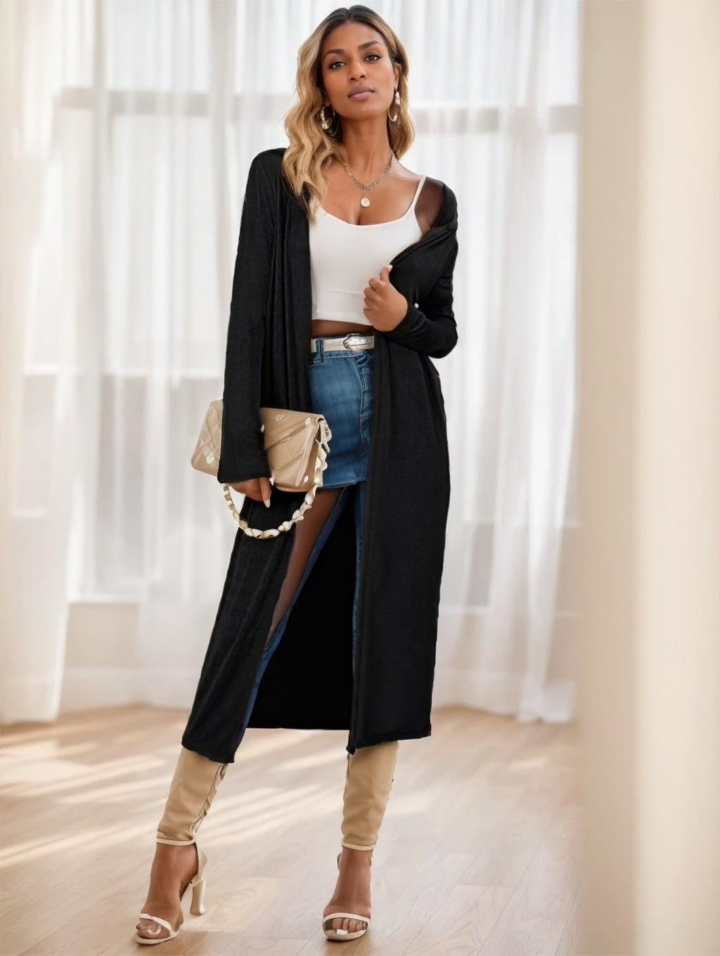 Women’s Longline Knitted Cardigan Jacket - 4
