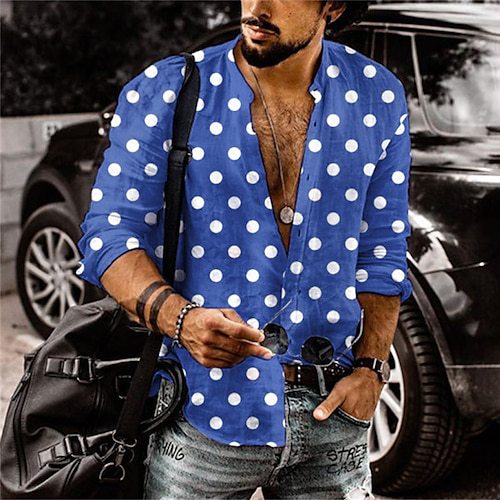 3D Polka-dot Loose-fitting Long Sleeve Printed Shirt - G36P169 / S