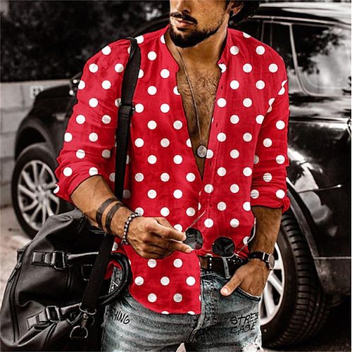3D Polka-dot Loose-fitting Long Sleeve Printed Shirt - G36P170 / S