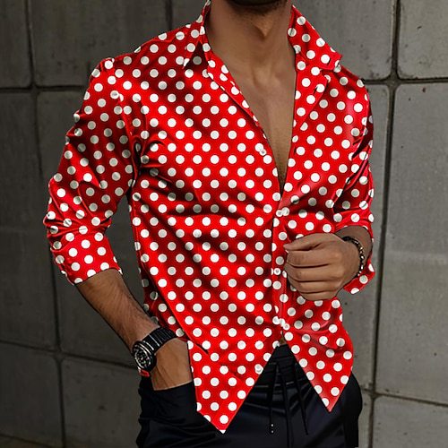 3D Polka-dot Loose-fitting Long Sleeve Printed Shirt - G36P175 / S