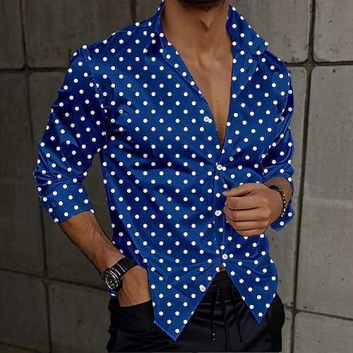 3D Polka-dot Loose-fitting Long Sleeve Printed Shirt - G36P176 / S