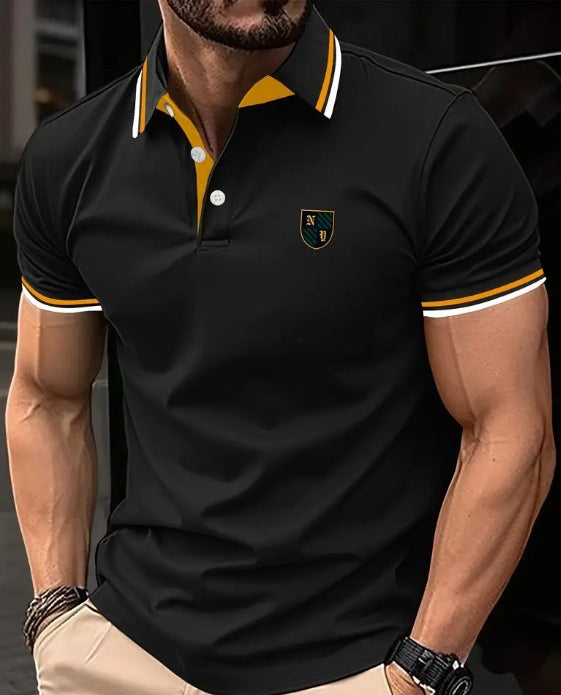 Men’s Printed Color Short-sleeved Lapel Shirt - 10 Models / S