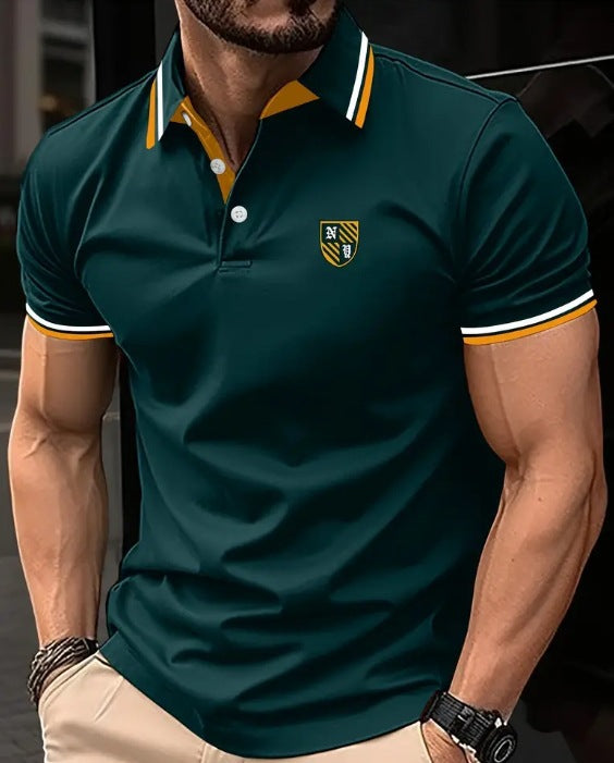 Men’s Printed Color Short-sleeved Lapel Shirt - 12 Models / S