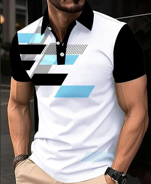 Men’s Printed Color Short-sleeved Lapel Shirt - 14 Models / S